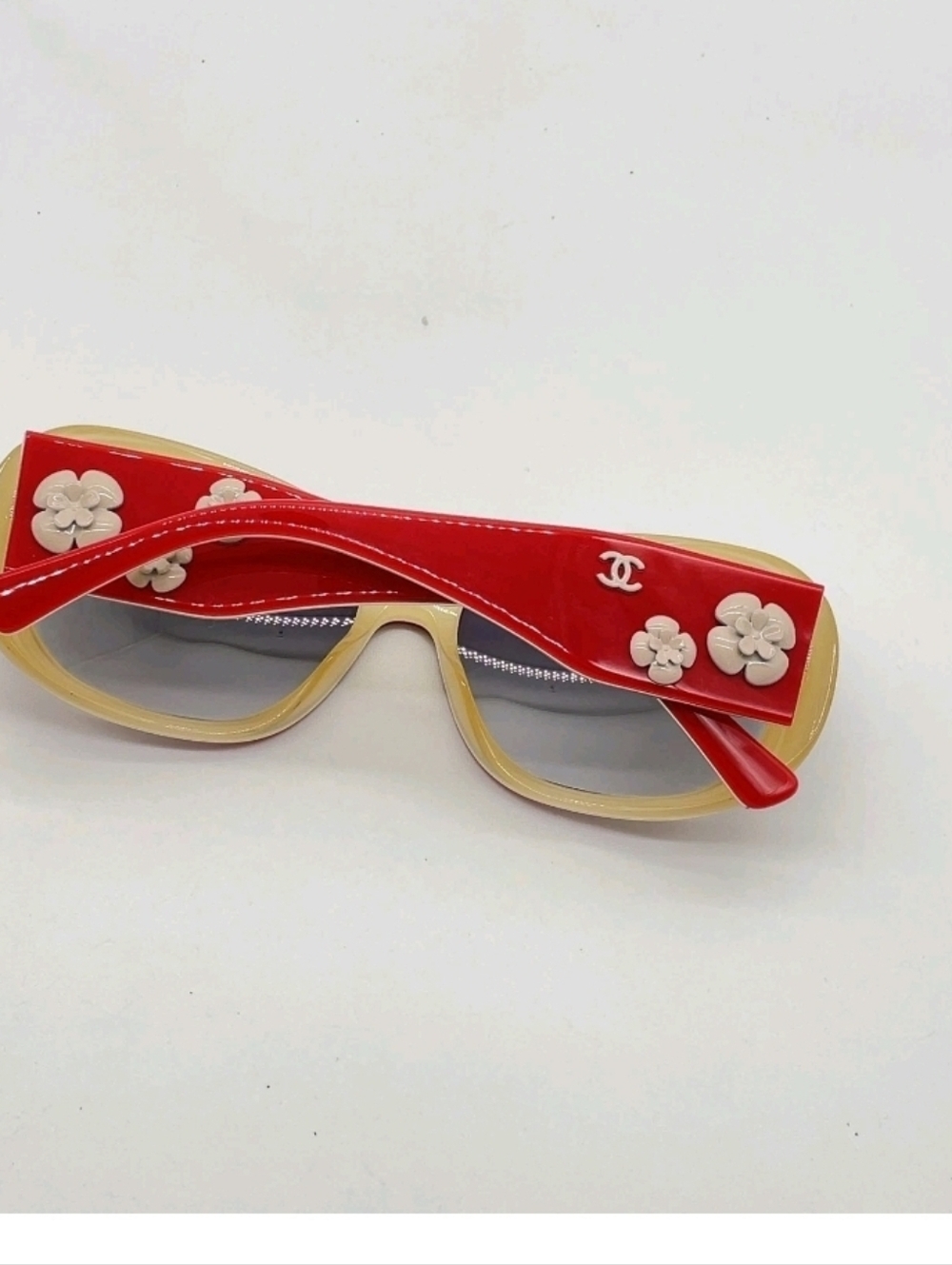 Authentic Chanel 5113 c.970/11 Camellia Red Beige Sunglasses W/Case - Picture 10 of 16